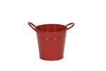 Lade das Bild in den Galerie-Viewer, Metall Topf Übertopf Blumentopf Eimer mit Henkel rot Ø13+19cm H12+18cm Pflanzgefäß 2Größen wählbar
