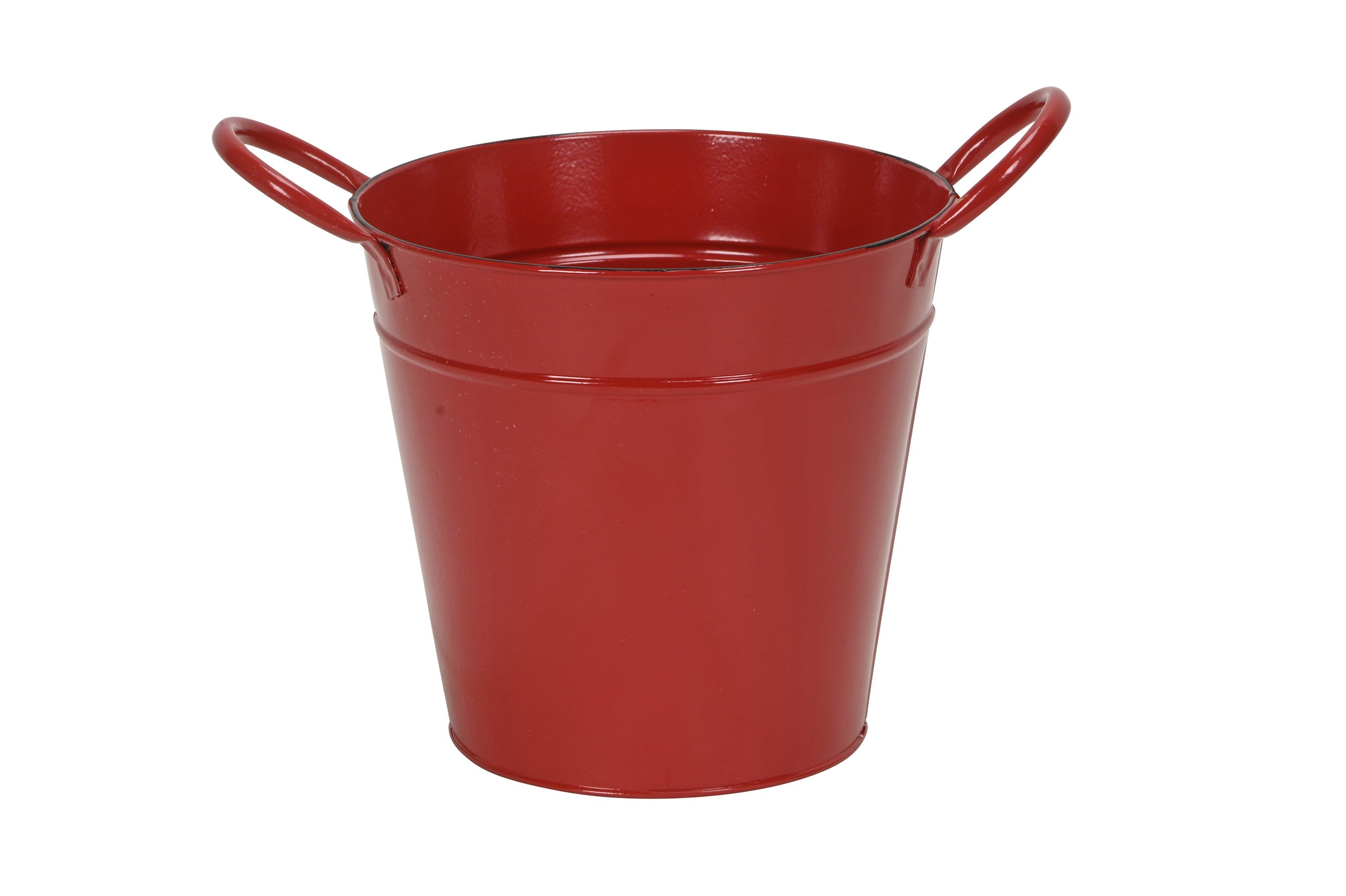 Metall Topf Übertopf Blumentopf Eimer mit Henkel rot Ø13+19cm H12+18cm Pflanzgefäß 2Größen wählbar