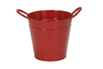 Lade das Bild in den Galerie-Viewer, Metall Topf Übertopf Blumentopf Eimer mit Henkel rot Ø13+19cm H12+18cm Pflanzgefäß 2Größen wählbar
