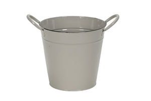 Metall Topf Übertopf Blumentopf Eimer mit Henkel grau-braun Ø13+19cm H12+18cm Pflanzgefäß 2Größen wählbar