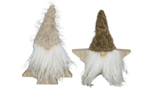 Wichtel Weihnachtswichtel Ø12x3,5cm H15cm Holz Pinie 2 Modelle sort. Baumwichtel+Sternwichtel Weihnachtsdeko natur/braun Herbst Weihnachten Skulptur Figur