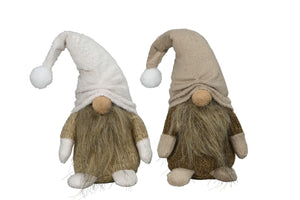 Wichtel Weihnachtswichtel Ø6x8cm H15cm Polyester/Stoff 2farbig sort. Weihnachtsdeko braun/natur/creme Herbst Weihnachten Skulptur Figur