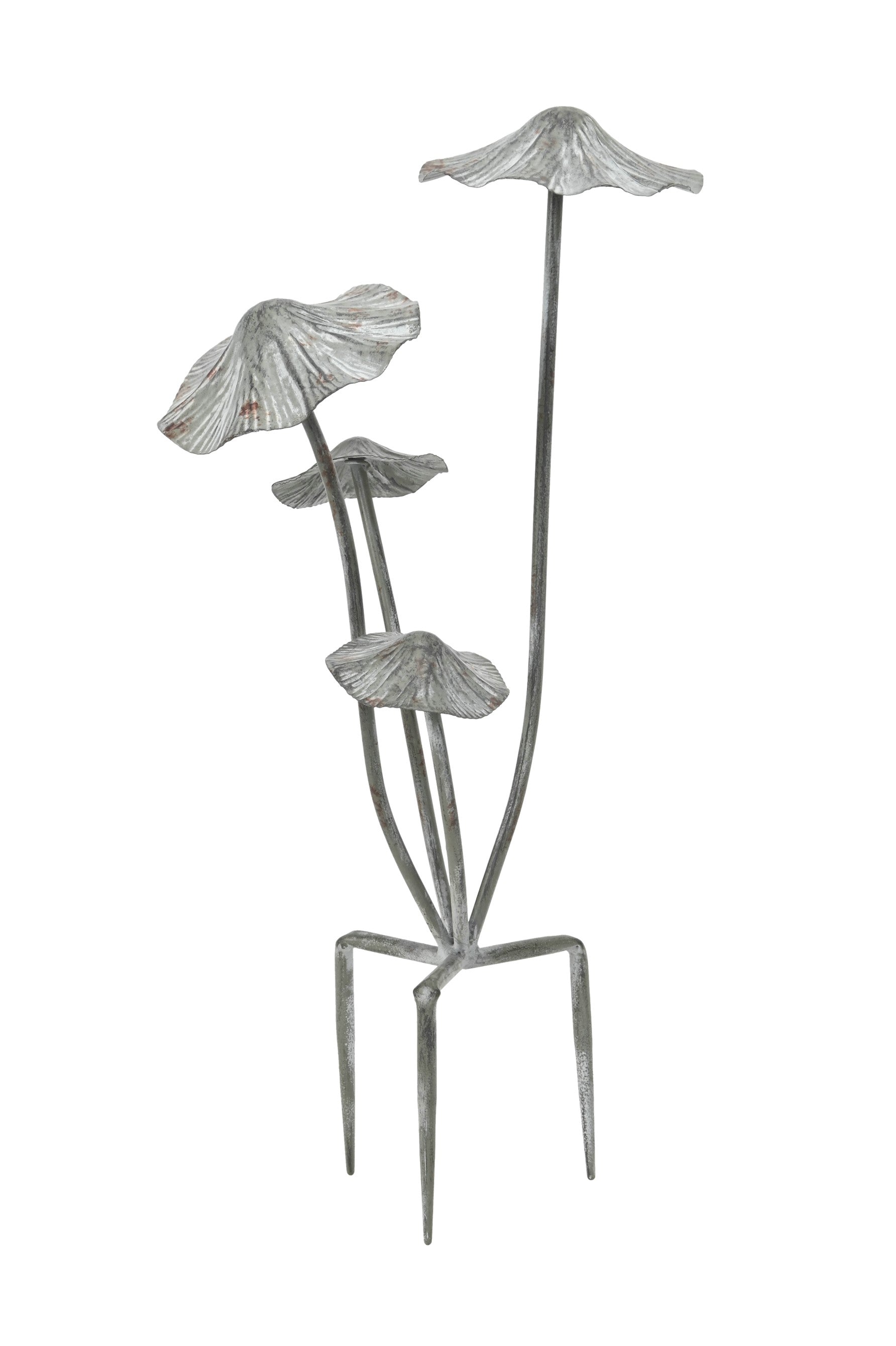 Pilz Pilzgruppe x4 Metall Gartenstecker Wald grau/braun Ø25cm H44cm + 14cm Stäbe Stecker Herbst Garten