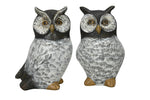 Lade das Bild in den Galerie-Viewer, Eule 2fach sort. schwarz/weiß H12cm + 16cm Polyresin Figur Skulptur Wald Herbst 2Größen wählbar
