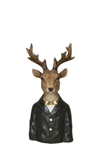 Hirsch Rentier Hirschbüste H22cm - H31cm Skulptur Polyresin braun/schwarz Weihnachten Figur 2Größen wählbar