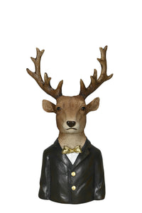 Hirsch Rentier Hirschbüste H22cm - H31cm Skulptur Polyresin braun/schwarz Weihnachten Figur 2Größen wählbar