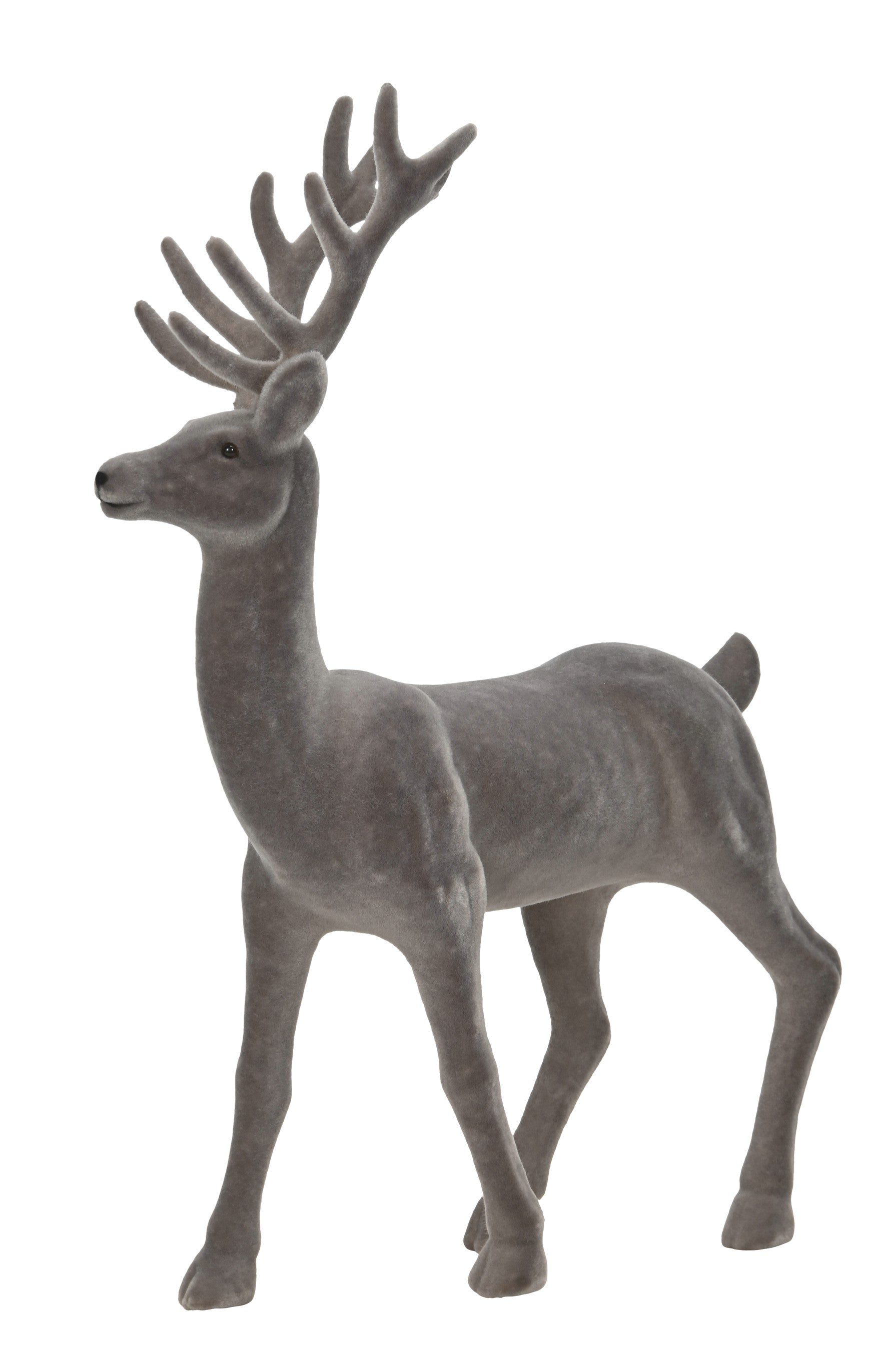 Hirsch Rentier grau/braun stehend 31x9,5cm H44cm Skulptur Polyresin Weihnachten Figur