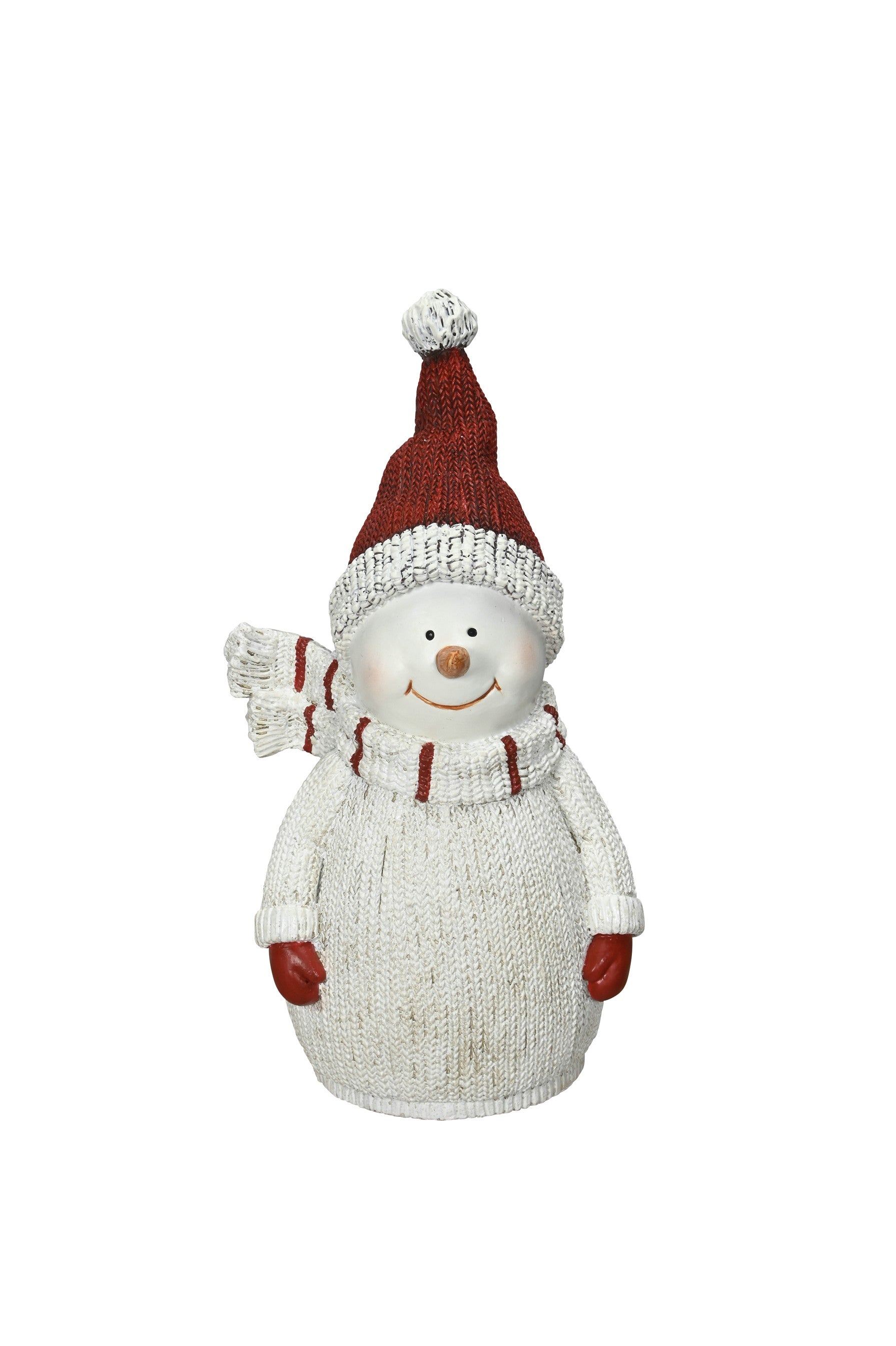 Zaunfigur Zaunhocker Schneemann weiß/rot Dekofigur 11x8cm H22cm Garten