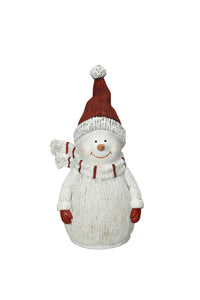 Zaunfigur Zaunhocker Schneemann weiß/rot Dekofigur 11x8cm H22cm Garten
