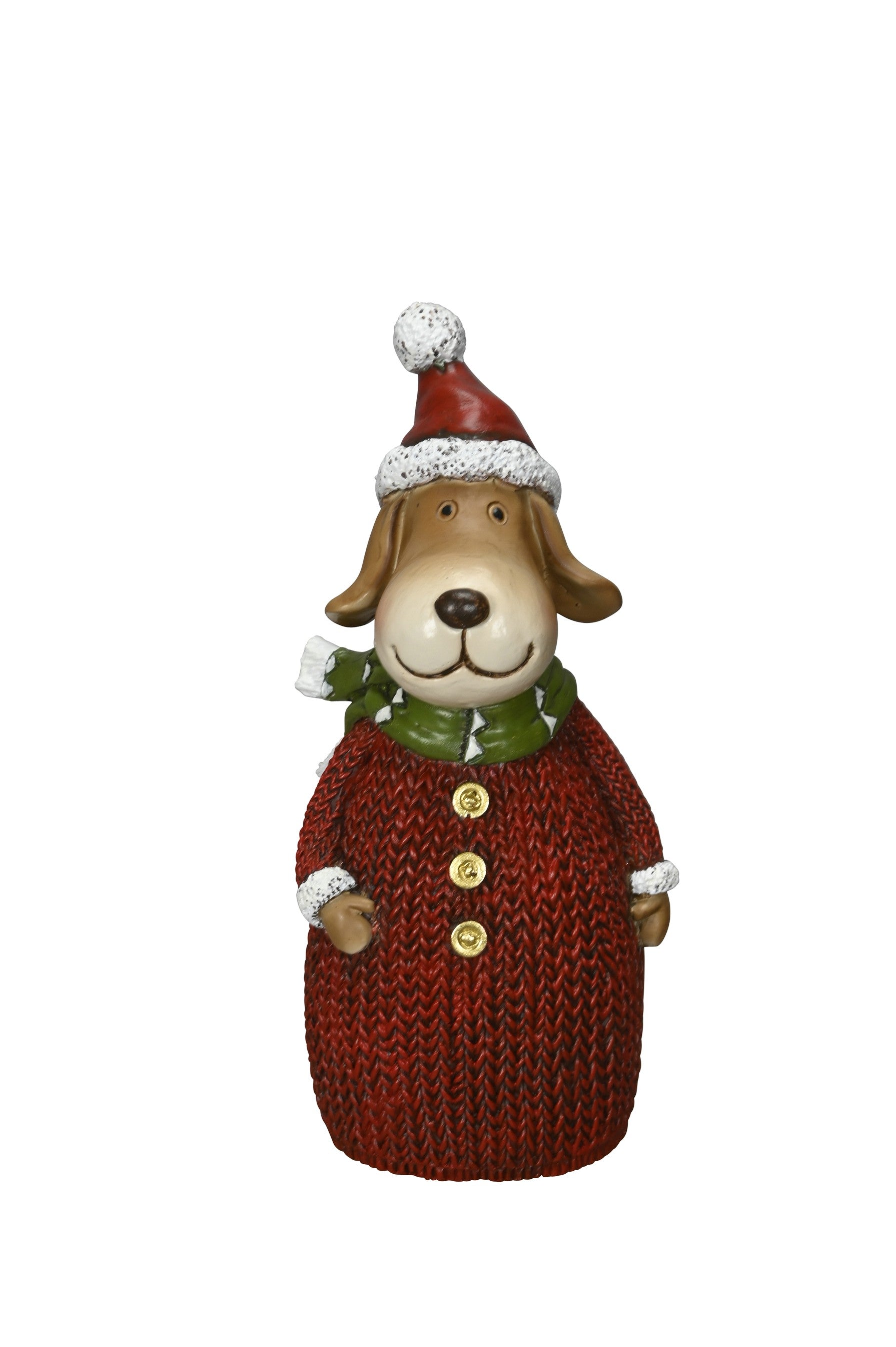 Zaunfigur Zaunhocker Hund Weihnachten rot/natur Dekofigur 11x7,5cm H21cm Garten