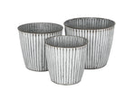 Lade das Bild in den Galerie-Viewer, Metall Topf Übertopf Blumentopf 3er Set weiß/grau Ø16+18+20cm Pflanzgefäß
