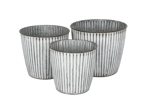 Metall Topf Übertopf Blumentopf 3er Set weiß/grau Ø16+18+20cm Pflanzgefäß