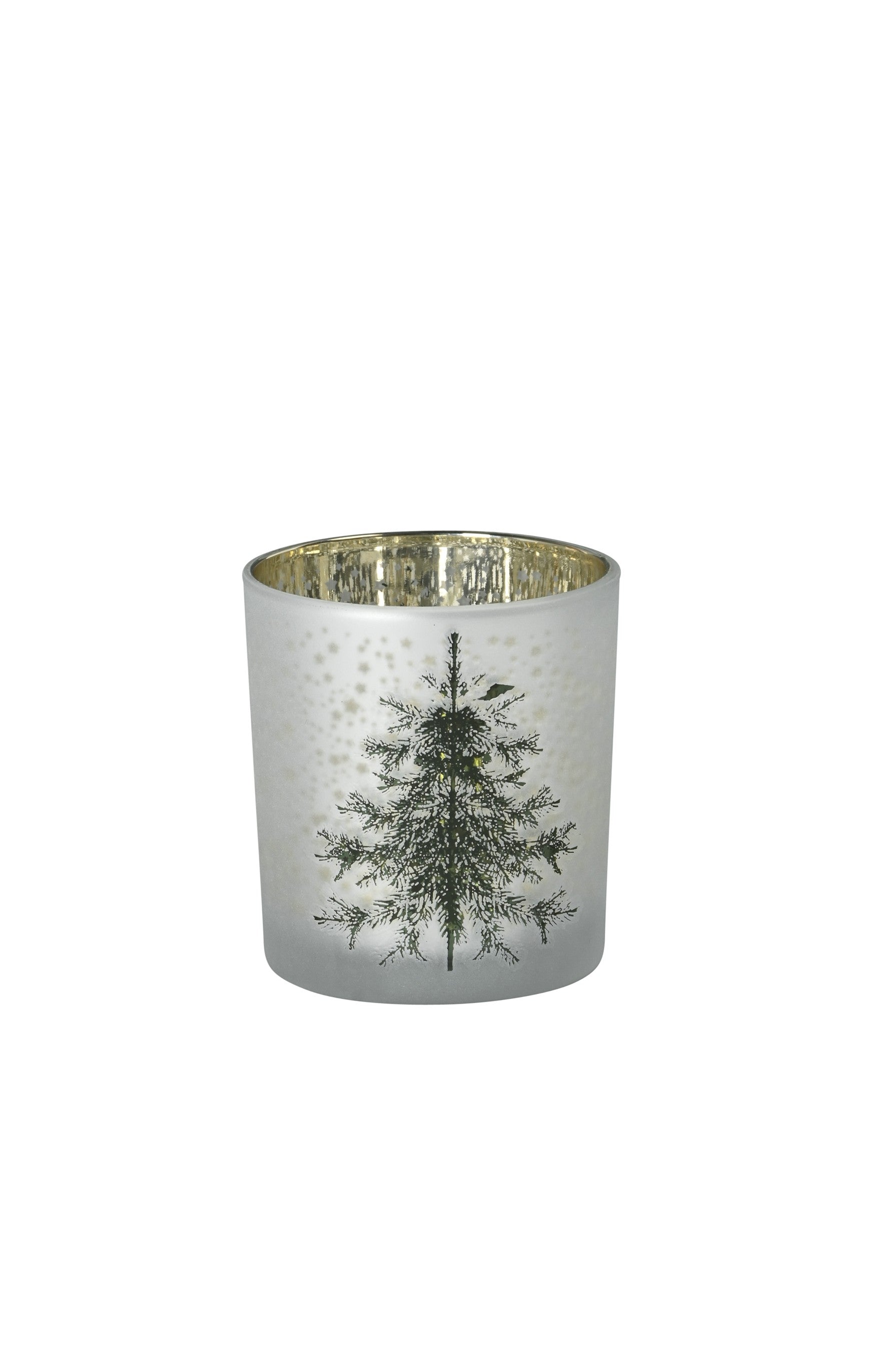 Windlicht Baum Glas weiß/grün/gold H8cm/H12cm/18cm Kerzenhalter Weihnachten Teelichthalter Weihnachtsdeko 3Größen wählbar