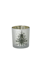 Lade das Bild in den Galerie-Viewer, Windlicht Baum Glas weiß/grün/gold H8cm/H12cm/18cm Kerzenhalter Weihnachten Teelichthalter Weihnachtsdeko 3Größen wählbar
