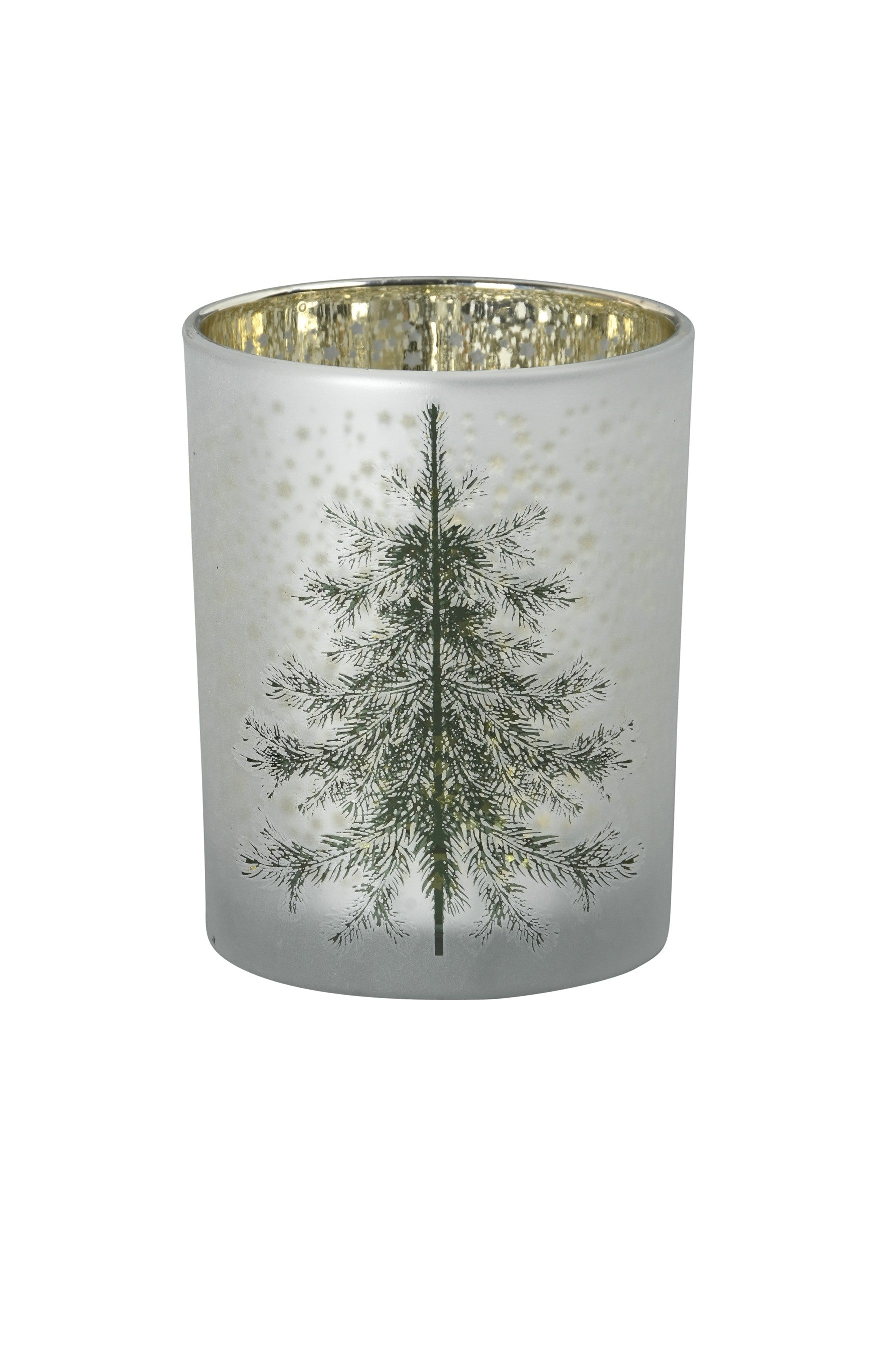 Windlicht Baum Glas weiß/grün/gold H8cm/H12cm/18cm Kerzenhalter Weihnachten Teelichthalter Weihnachtsdeko 3Größen wählbar
