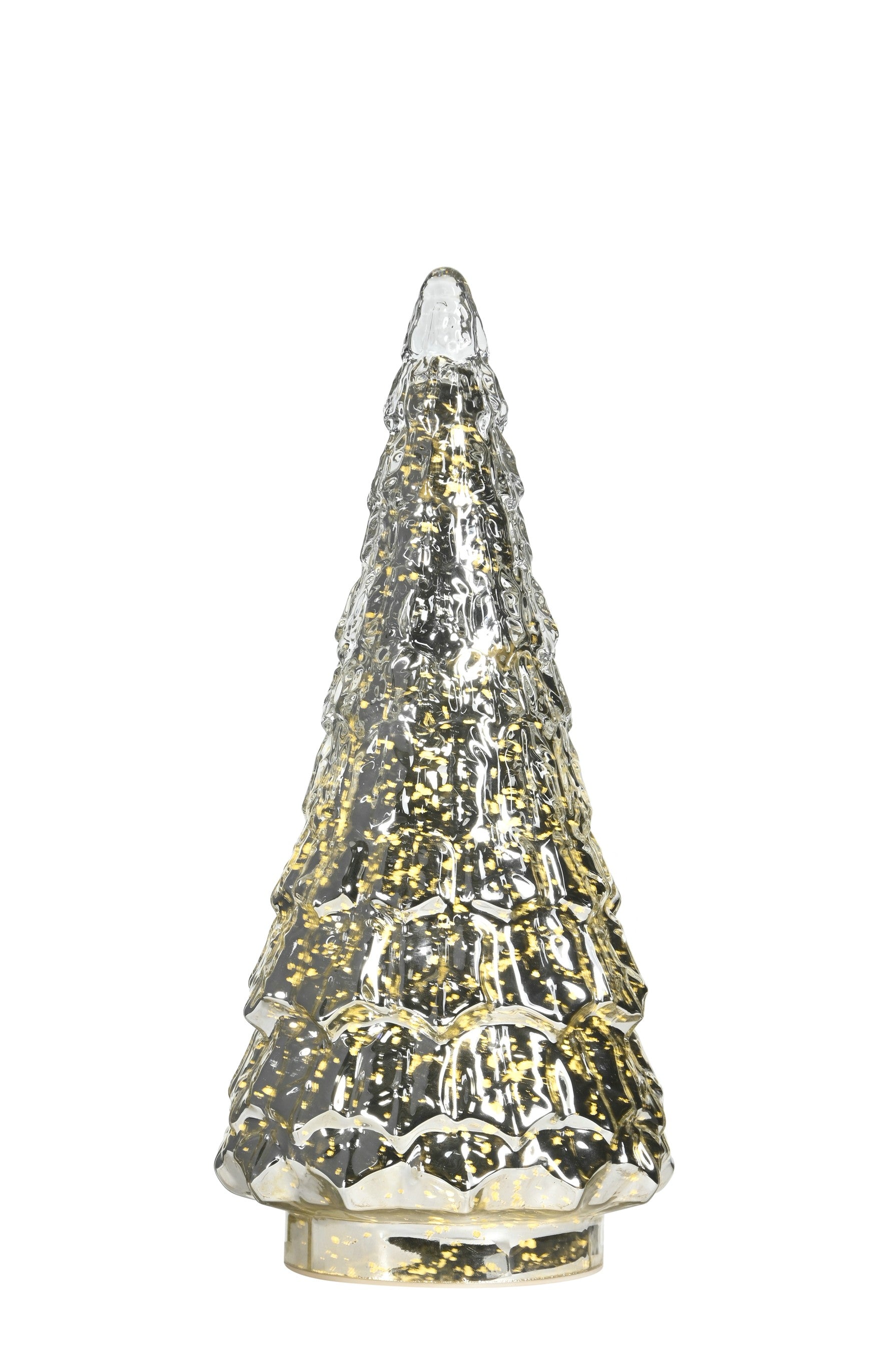 LED Baum Weihnachtsbaum Glas antik silber mit Timer H38cm + H53cm Glastanne Deko Weihnachtsdekoration