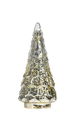 Lade das Bild in den Galerie-Viewer, LED Baum Weihnachtsbaum Glas antik silber mit Timer H38cm + H53cm Glastanne Deko Weihnachtsdekoration
