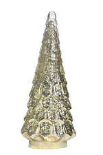 Lade das Bild in den Galerie-Viewer, LED Baum Weihnachtsbaum Glas antik silber mit Timer H38cm + H53cm Glastanne Deko Weihnachtsdekoration
