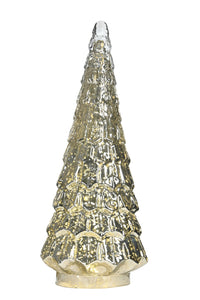 LED Baum Weihnachtsbaum Glas antik silber mit Timer H38cm + H53cm Glastanne Deko Weihnachtsdekoration