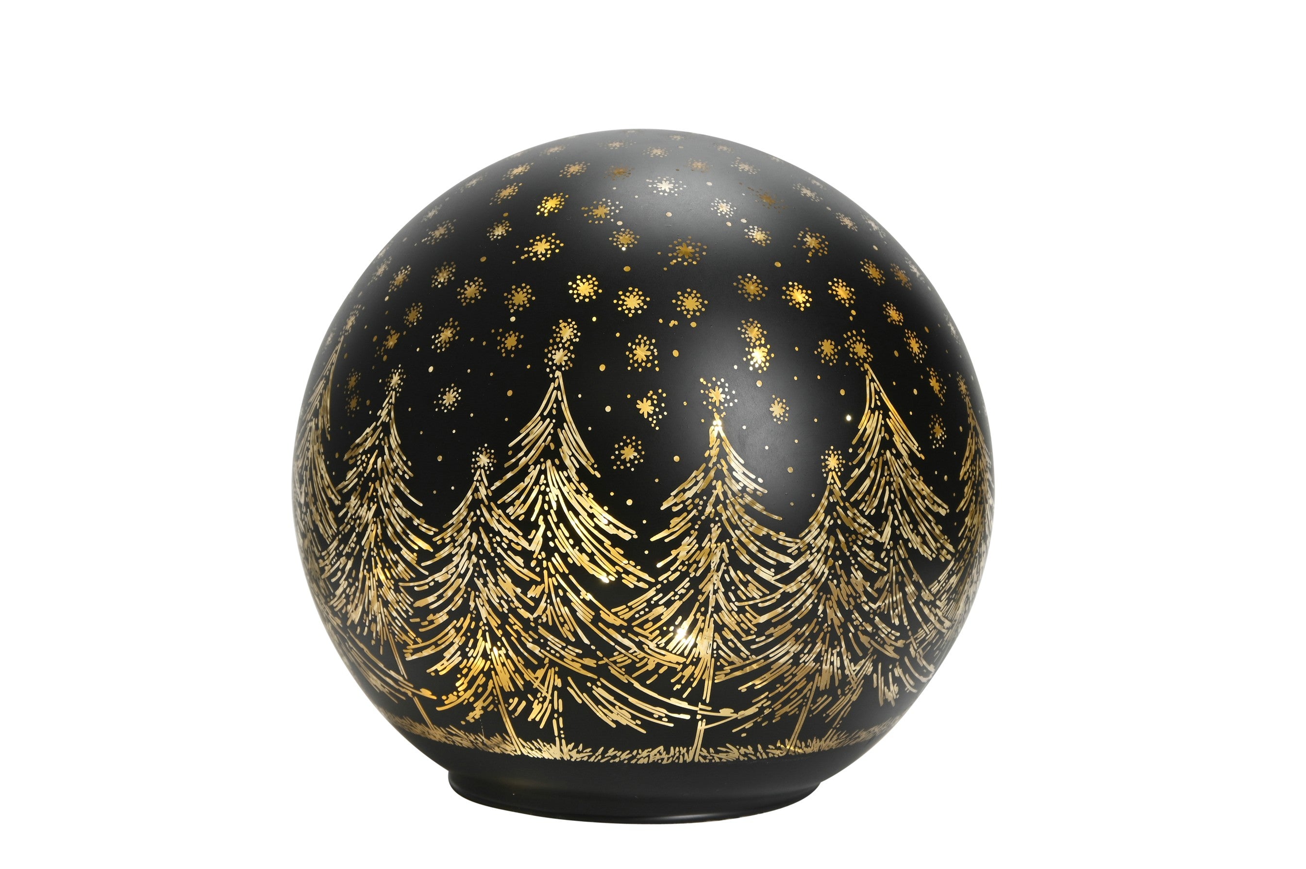 LED Glaskugel Glas schwarz/gold mit Timer Ø15cm Glaskugel Deko beleuchtete Glaskugel Weihnachtsdekoration