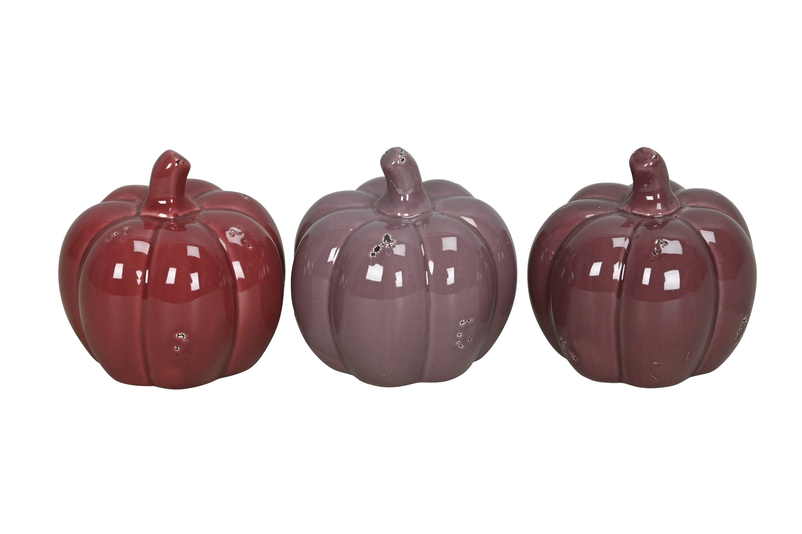 Kürbis 3farbig sort. Keramik Dolomit glänzend Herbstdeko Ø8+12cm H8+11cm Halloween 2Größen wählbar