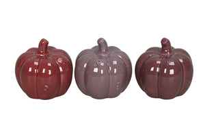 Kürbis 3farbig sort. Keramik Dolomit glänzend Herbstdeko Ø8+12cm H8+11cm Halloween 2Größen wählbar
