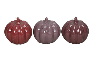 Kürbis 3farbig sort. Keramik Dolomit glänzend Herbstdeko Ø8+12cm H8+11cm Halloween 2Größen wählbar