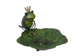 Vogeltränke Frosch auf Blüte Metall grün Ø27,5cm H17cm Futterstation Futterplatz Garten