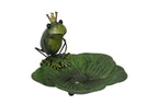 Vogeltränke Frosch auf Blüte Metall grün Ø27,5cm H17cm Futterstation Futterplatz Garten