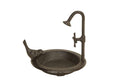 Vogeltränke auf Fuß 1Vogel/Wasserhahn Gusseisen braun Vintage Ø19,5cm H19cm Futterstation Futterplatz