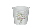 Lade das Bild in den Galerie-Viewer, Metall-Eimer mit Henkel Ø15/17/19cm H13/15/17cm "Blumen bunt" Vintage für Pflanzen &amp; Wohnaccessoires Blumentopf Aufbewahrung Deko 3Größen wählbar
