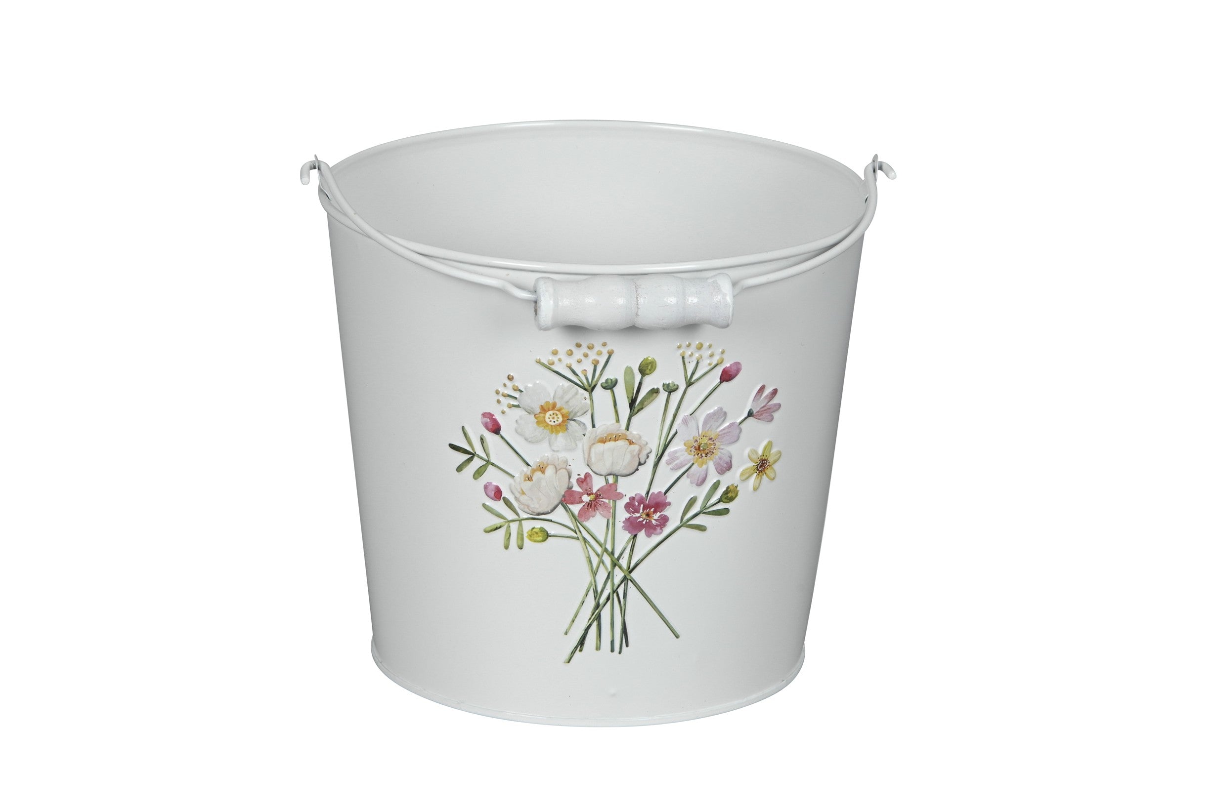 Metall-Eimer mit Henkel Ø15/17/19cm H13/15/17cm "Blumen bunt" Vintage für Pflanzen & Wohnaccessoires Blumentopf Aufbewahrung Deko 3Größen wählbar