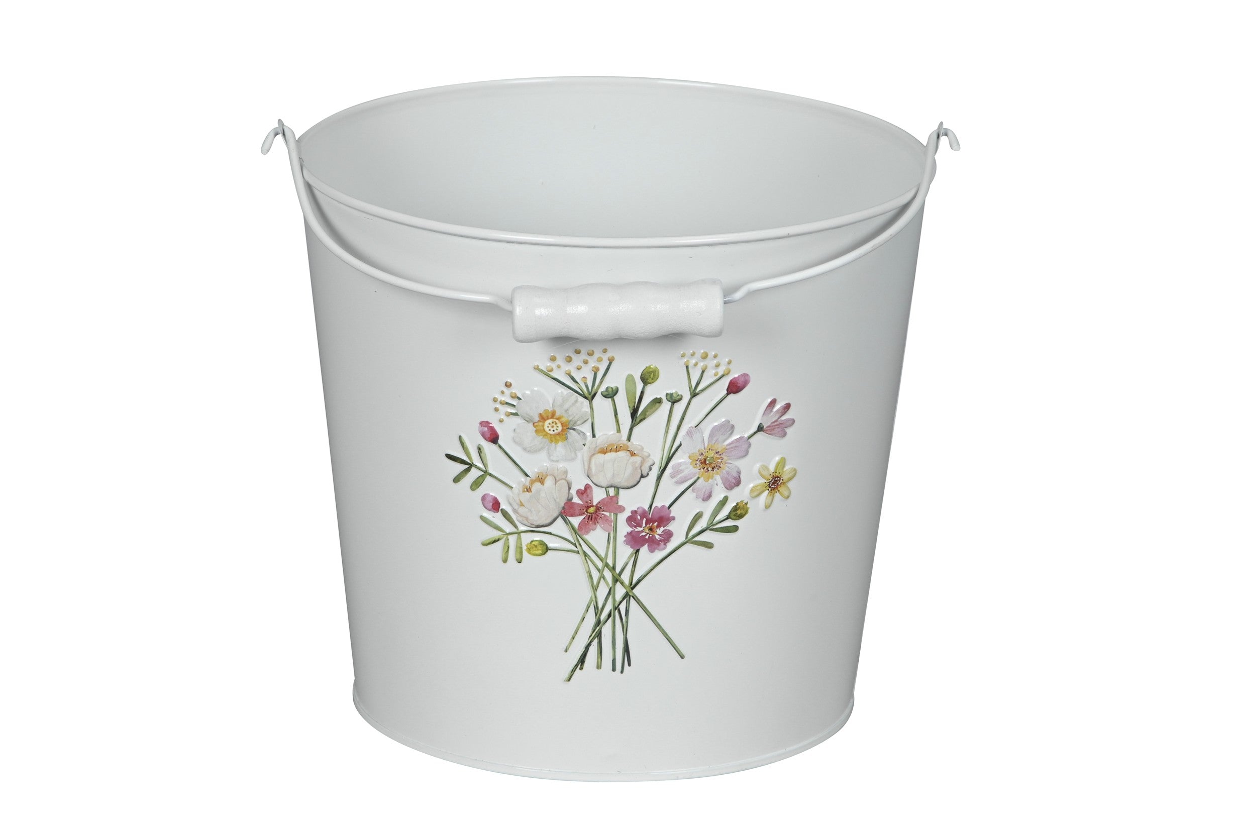 Metall-Eimer mit Henkel Ø15/17/19cm H13/15/17cm "Blumen bunt" Vintage für Pflanzen & Wohnaccessoires Blumentopf Aufbewahrung Deko 3Größen wählbar