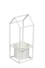 Lade das Bild in den Galerie-Viewer, Metall-Deko Haus mit Topf Shabby Chic– Vintage-Pflanzenhalter für Innen &amp; Außen H35cm + 60cm Wand- oder Standdeko 2Größen wählbar
