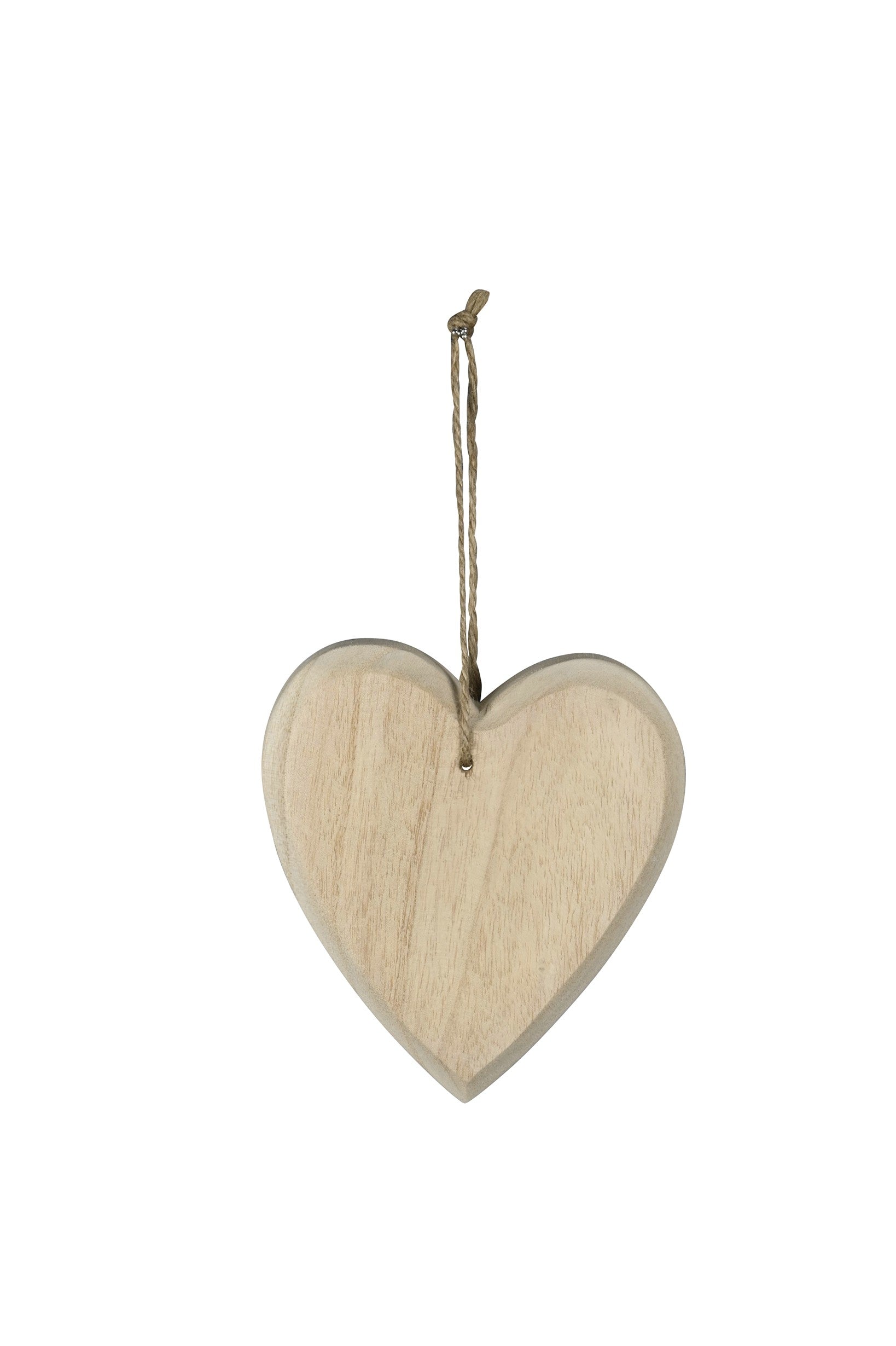 Holzherz Deko natur 2er Set H19 & H16 cm – Paulowniaholz mit Hänger Fensterhänger Herzanhänger im Landhausstil natürliche Wohn- & Geschenkdekoration