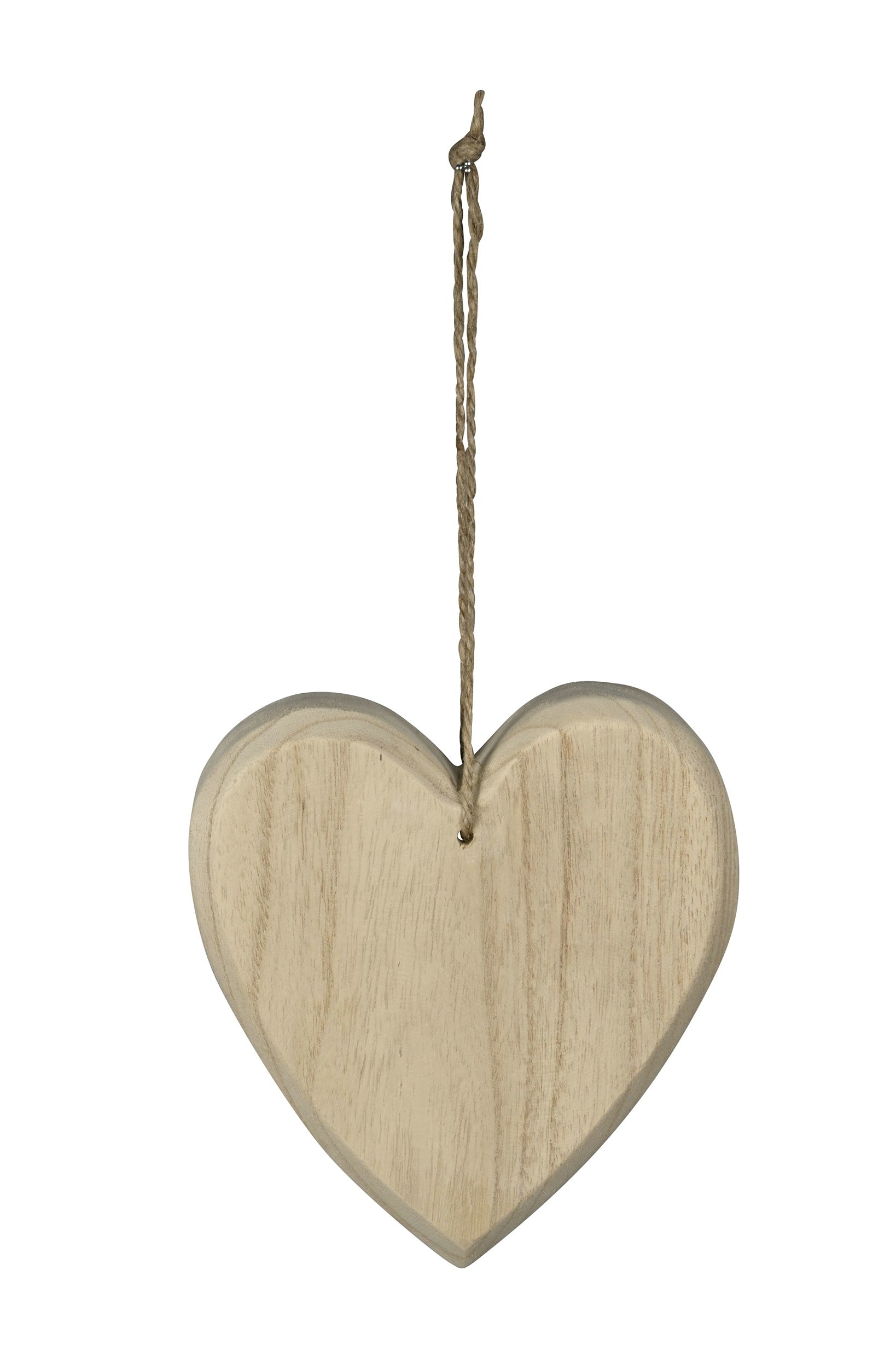 Holzherz Deko natur 2er Set H19 & H16 cm – Paulowniaholz mit Hänger Fensterhänger Herzanhänger im Landhausstil natürliche Wohn- & Geschenkdekoration
