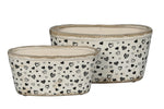 Lade das Bild in den Galerie-Viewer, Schalen Set 2er Herzen Weiß-Schwarz 22x10xH11 cm &amp; 26x13xH13 cm Dekorative Steinzeug Schalen im modernen Design
