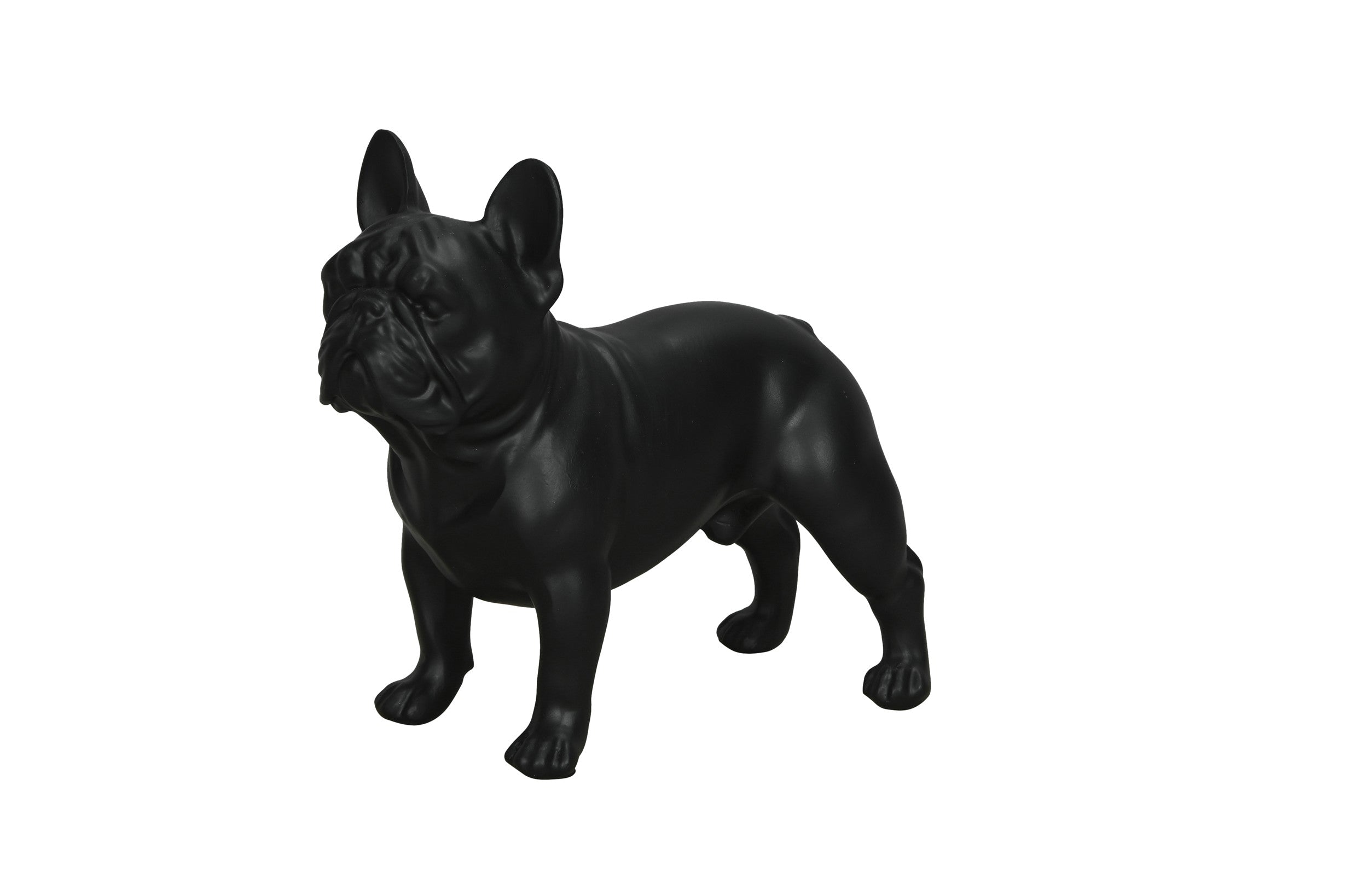 Französische Bulldogge Dekofigur Hund schwarz Matt Polyresin Skulptur 24x12xH23cm Moderne Wohn- & Outdoor Dekoration