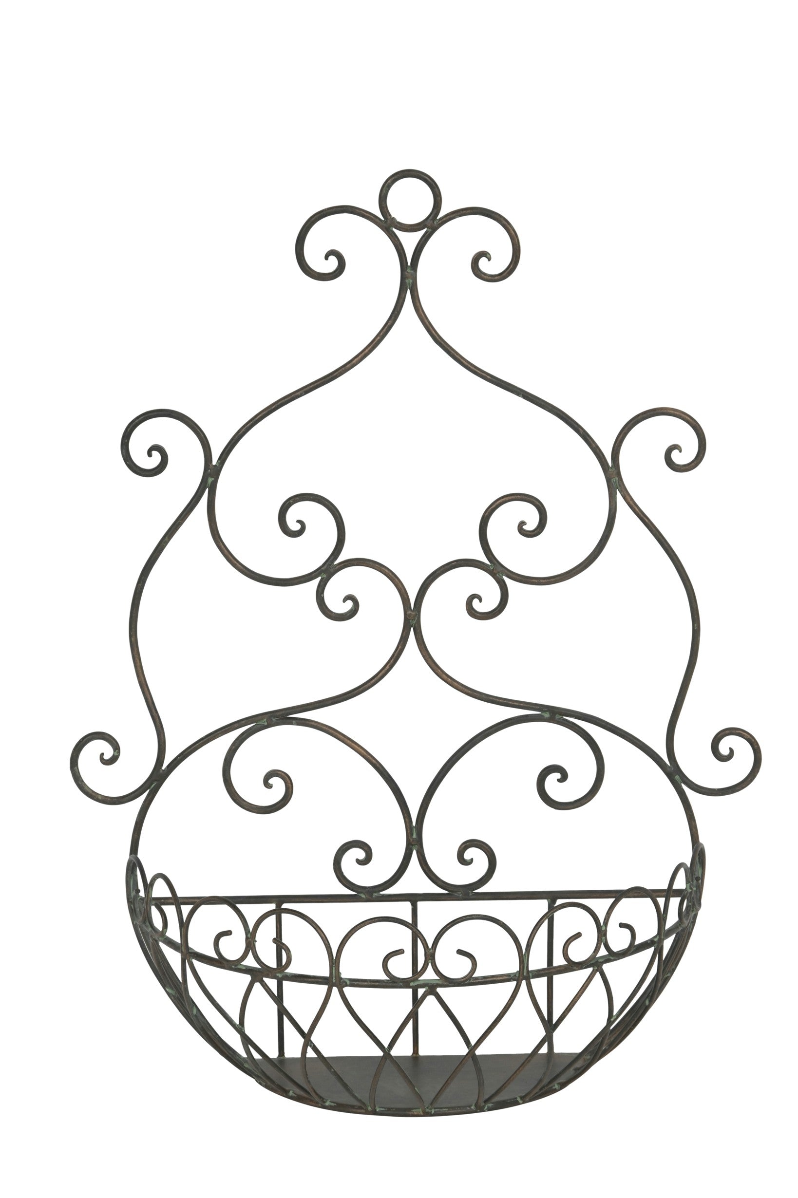 Wandkorb Metall Vintage braun 41x17xm H53cm Dekorativer Pflanzkorb für die Wand für Garten, Terrasse & Veranda