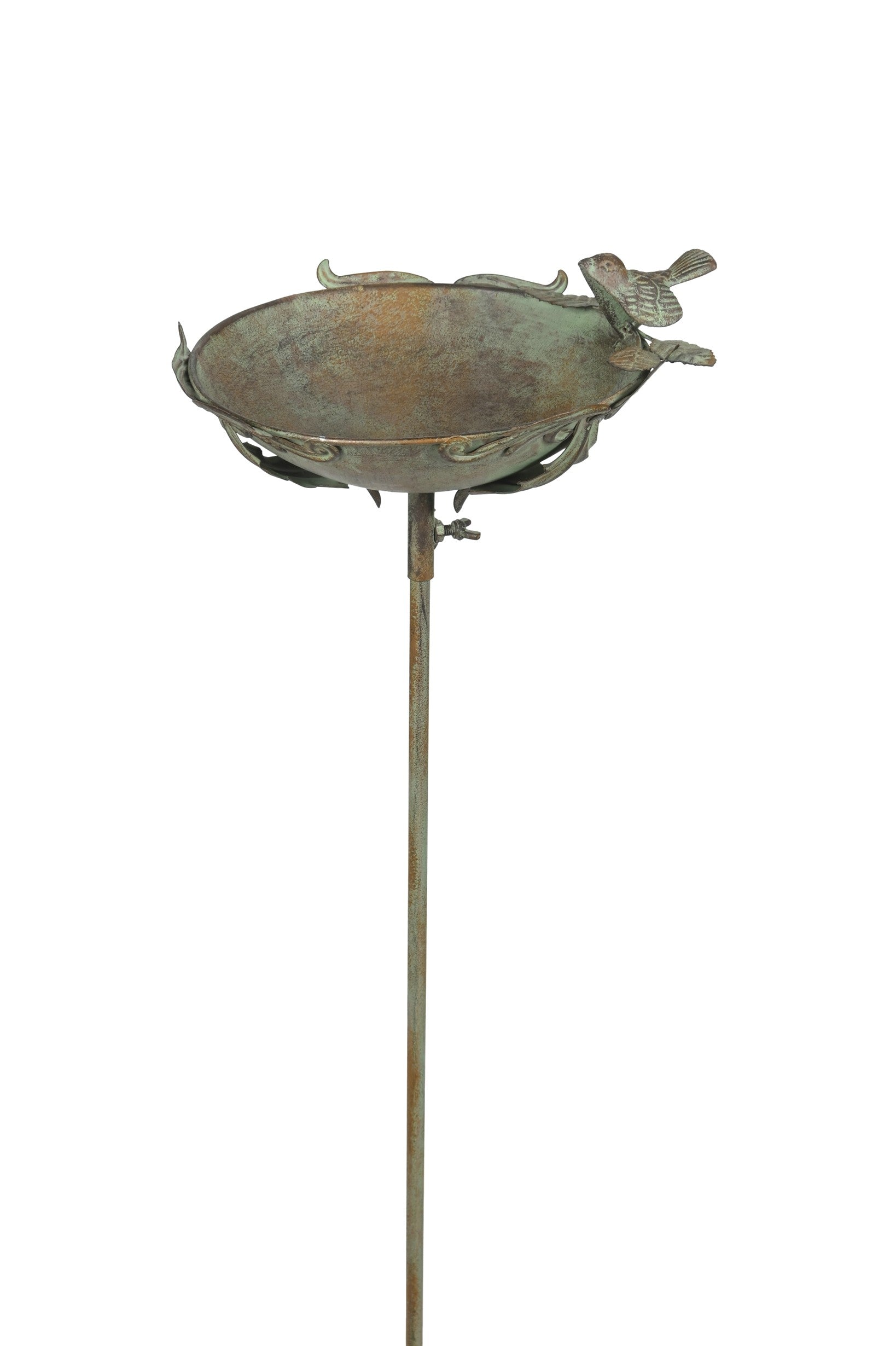 Vogeltränke Futterplatz Metall antik/grün Vintage Ø24x26cm H20cm L125cm Futterstation Vogelbad Gartenstecker Stecker
