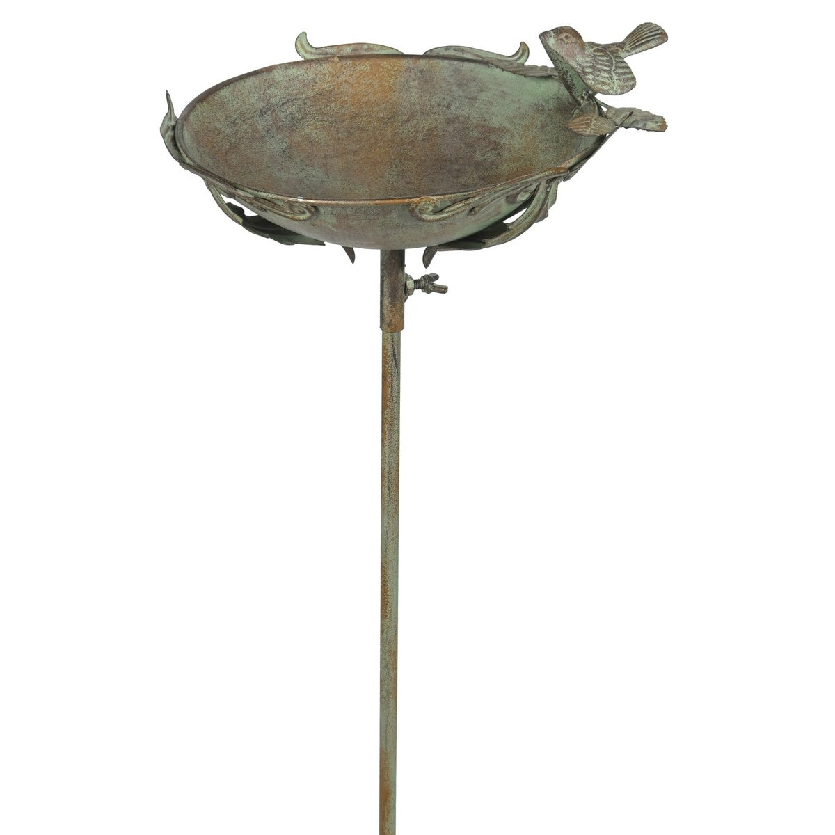 Vogeltränke Futterplatz Metall antik/grün Vintage Ø24x26cm H20cm L125cm Futterstation Vogelbad Gartenstecker Stecker