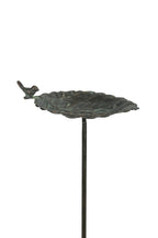 Vogeltränke Futterplatz Metall braun/grün Vintage Ø28x16cm H7cm L107cm Futterstation Vogelbad Gartenstecker Stecker