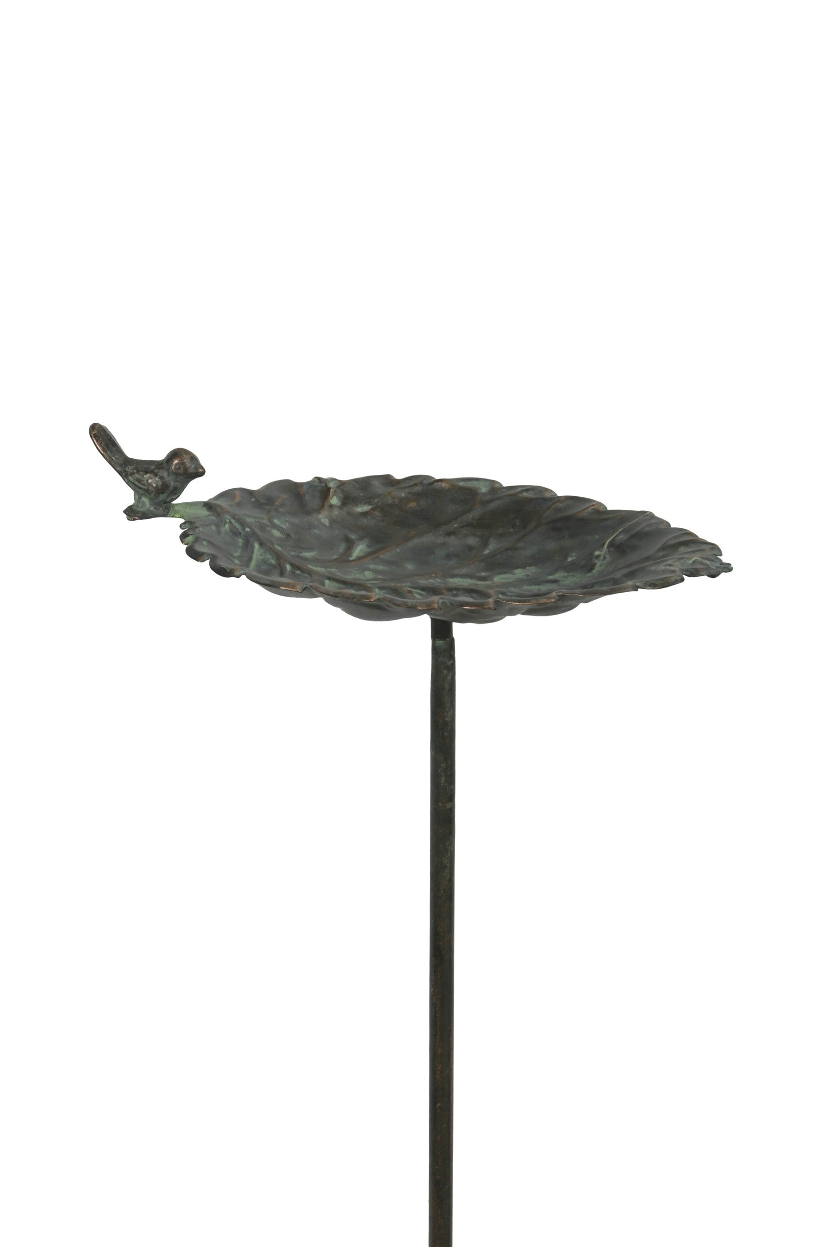 Vogeltränke Futterplatz Metall braun/grün Vintage Ø28x16cm H7cm L107cm Futterstation Vogelbad Gartenstecker Stecker