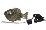 Lade das Bild in den Galerie-Viewer, Wasserspeier Fisch mit Pumpe Blaues Steinzeug Wasserspiel 24 x 13 x H13 cm Dekorativer Gartenbrunnen für Teich, Wasserschale, Terrasse &amp; Balkon
