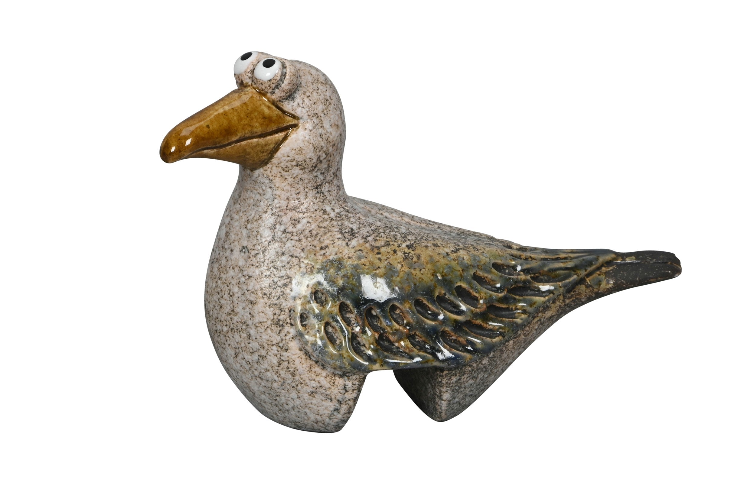 Möwe für Topfrand aus Steinzeug 13 x 9cm H12cm Blau/Natur Maritime Pflanzendeko für Blumentöpfe, Balkon & Garten