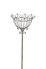 Lade das Bild in den Galerie-Viewer, Korb am Stab Pflanzkorb Metall Ø30cm H140cm braun grün/braun Pflanzschale Shabby Gartendeko Pflanztopf Rankstab
