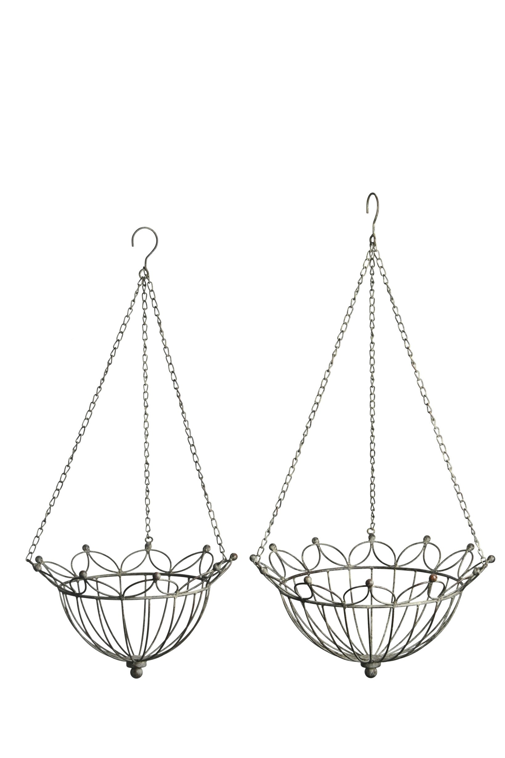 Hängekorb Set 2-teilig Metall grau/braun Dekorativer Pflanzkorb mit Aufhängung Ø37cm & Ø30cm Metallkorb für Blumen, Kräuter und Deko Blumenampel