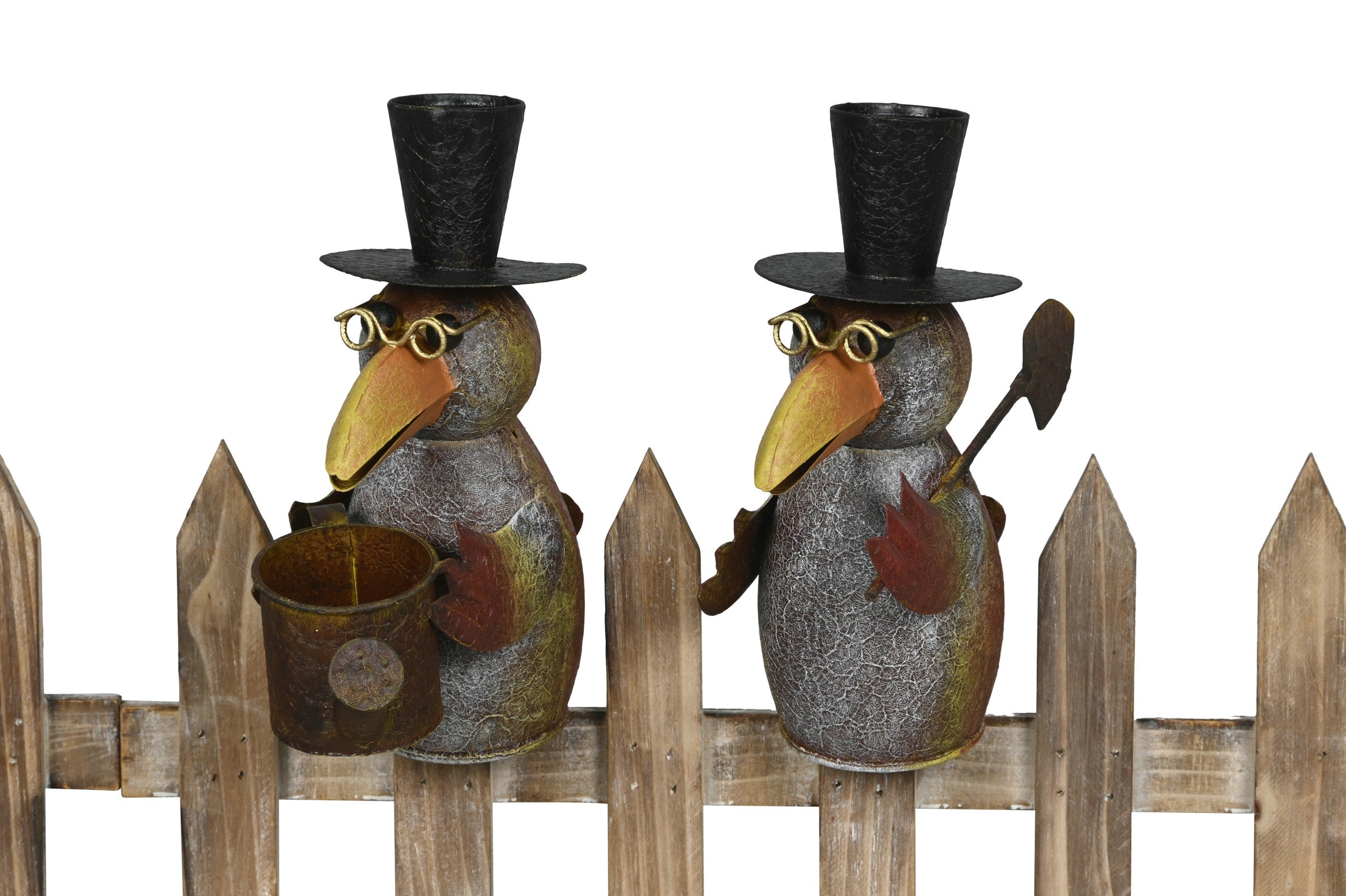 Zaunfigur Zaunhocker Zaunfigur Vogel aus Metall – Dekorativer Gartenstecker in Rostoptik 2fach sort.  16–18x8cm H20cm Garten- und Zaundekoration für Außenbereich