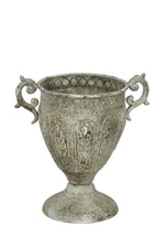 Lade das Bild in den Galerie-Viewer, Pokal Metall Grau-Braun Pflanzschale Vintage Pflanzgefäß &amp; Dekoobjekt im Landhausstil – 26x18,5cm H28cm
