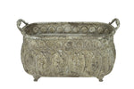 Lade das Bild in den Galerie-Viewer, Schale oval Metallschale mit Griffen Grau-Braun Vintage Pflanzgefäß &amp; Deko-Schale im Landhausstil 37x15cm H21 cm
